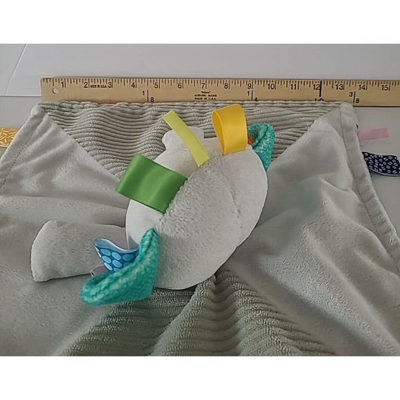 Taggies Bright Starts Elephant Lovey Lovie Baby Security Blanket Satin Tags Gray - Picture 8 of 8